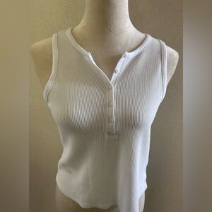 Splendid White Sleeveless Button-Up crop tank top size small